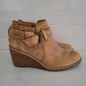 Sperry Gold Cup Leather Liberty Rosa Ankle Wedge Boot Bootie Tan Camel Zip  9.5